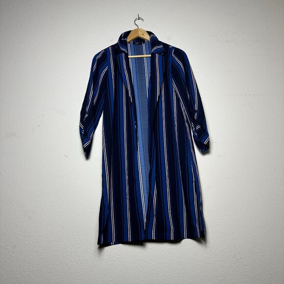 Roz & Ali Shirt Long Dress Romper Women XS Blue Striped Beach Swimwear Cover Up - Picture 1 of 16